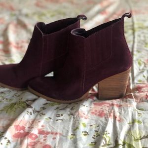 Maroon heeled booties